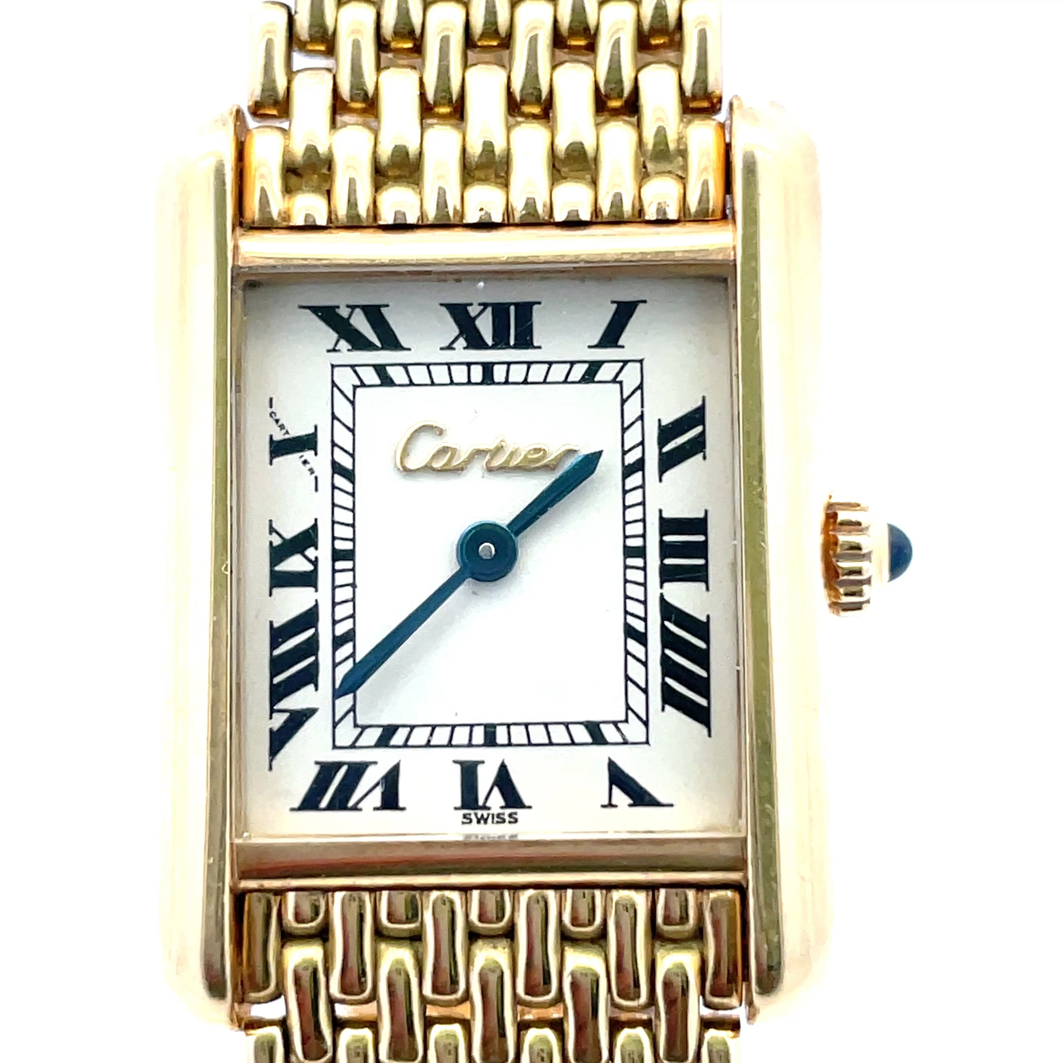 18K Cartier Tank Quartz Paris Bracelet Watch – aaronfaber