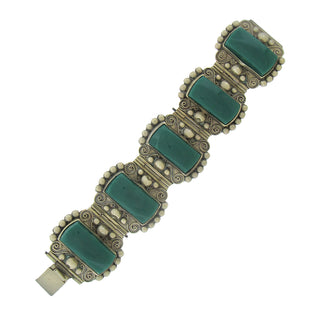 Green Onyx Sterling Mexican Bracelet