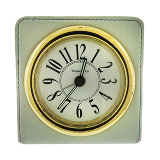 Tiffany Leather Quartz Desk/Travel Clock