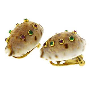 Gem-Set Shell Earrings