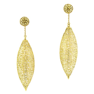 Baiyang Qiu: Marquise Gold Briolette Day/Night Earrings