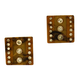 Circa 1970's Diamond and Resin Clip-On Earrings