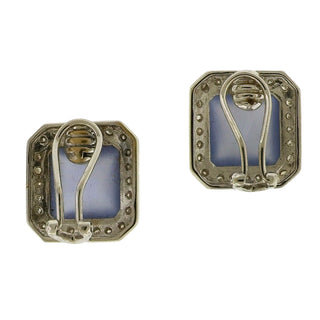 Blue Chalcedony Diamond Clip-On Earrings