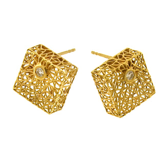 Baiyang Qiu: Cube Openwork Earrings