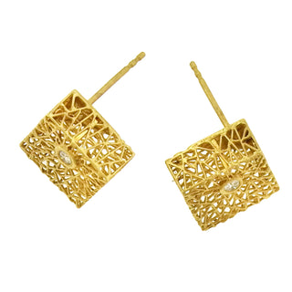 Baiyang Qiu: Cube Openwork Earrings