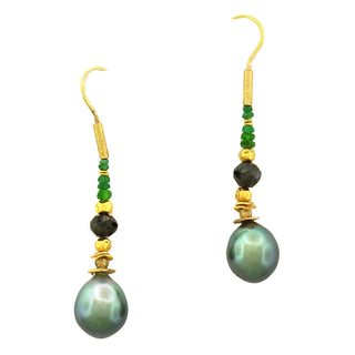 Peter Schmid: Tahiti Pearl, Diamond Green Garnet Earrings