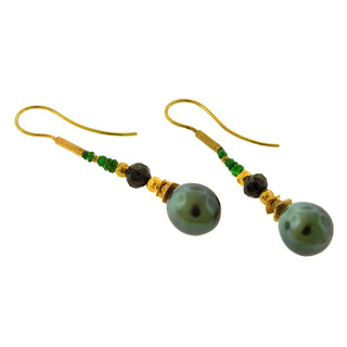 Peter Schmid: Tahiti Pearl, Diamond Green Garnet Earrings