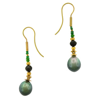 Peter Schmid: Tahiti Pearl, Diamond Green Garnet Earrings