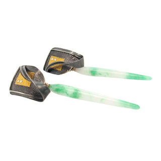 Marco Borghesi: Green and White Jadeite Drop Earrings