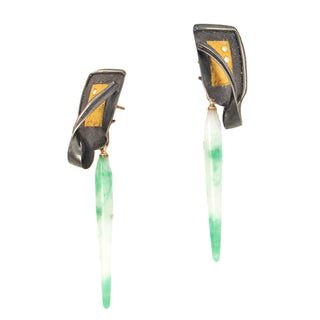 Marco Borghesi: Green and White Jadeite Drop Earrings