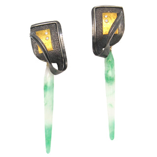 Marco Borghesi: Green and White Jadeite Drop Earrings