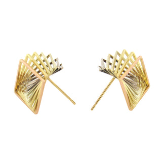 Momoko Kumai: Tricolor Gold Tromple L'Oeil Earrings