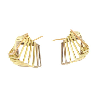 Momoko Kumai: Tricolor Gold Tromple L'Oeil Earrings