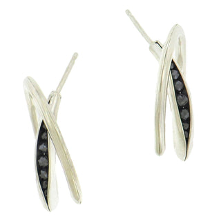 Timo Krapf: Black Diamond Sterling Hoop Earrings