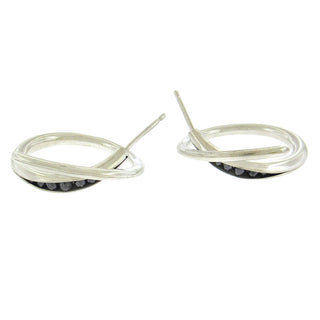 Timo Krapf: Black Diamond Sterling Hoop Earrings