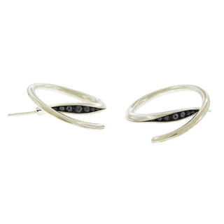 Timo Krapf: Black Diamond Sterling Hoop Earrings