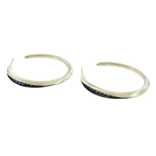 Timo Krapf: Black Diamond Sterling Hoop Earrings