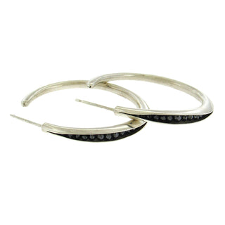Timo Krapf: Black Diamond Sterling Hoop Earrings