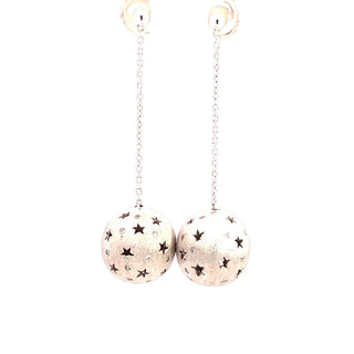Diamond Star Ball Drop Earrings