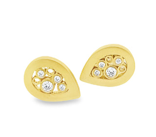 Belle Brooke: 18K Diamond Teardrop Stud Earrings