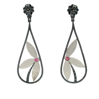 Alishan: Platinum Petal Swing Earrings
