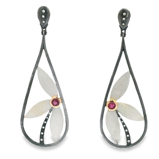 Alishan: Platinum Petal Swing Earrings