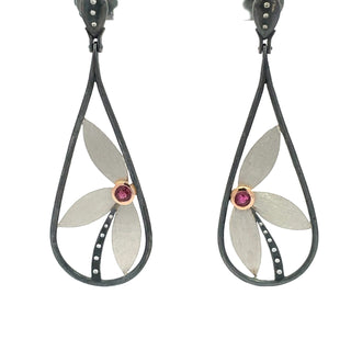 Alishan: Platinum Petal Swing Earrings