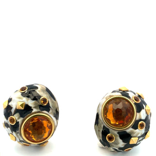 Seaman Schepps: Trianon Magpie Shell and Citrine Clip-On Earrings