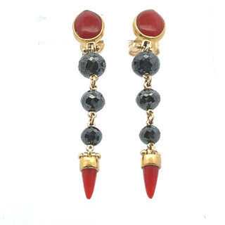 Michael Boyd: Black Diamond Coral Drop Earrings