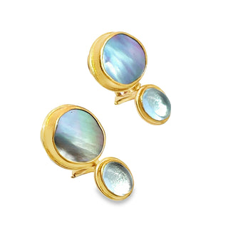 Carolyn Morris Bach: Aqua and Abalone Earrings, 2001