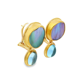 Carolyn Morris Bach: Aqua and Abalone Earrings, 2001