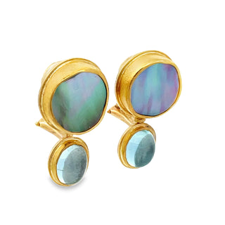 Carolyn Morris Bach: Aqua and Abalone Earrings, 2001