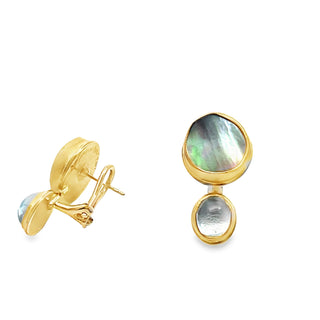 Carolyn Morris Bach: Aqua and Abalone Earrings, 2001