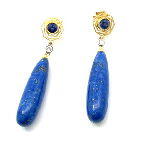 Alishan Sapphire Lapis and Diamond Earrings