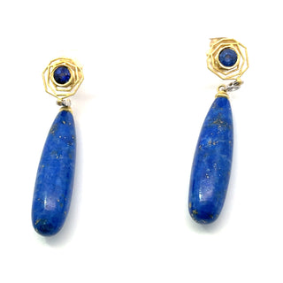 Alishan Sapphire Lapis and Diamond Earrings