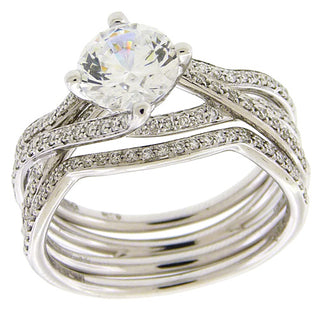 SimonG: Triple Vine Diamond Mounting Wedding Set