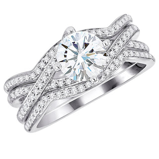 SimonG: Triple Vine Diamond Mounting Wedding Set