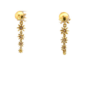 20K Gold and Diamond Graduated Flower Earrings
