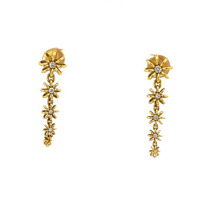 20K Gold and Diamond Graduated Flower Earrings