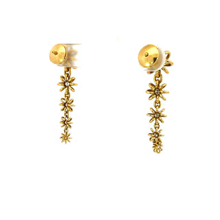 20K Gold and Diamond Graduated Flower Earrings