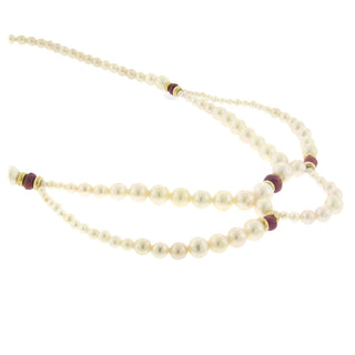 Pearl and Ruby Swag Necklace