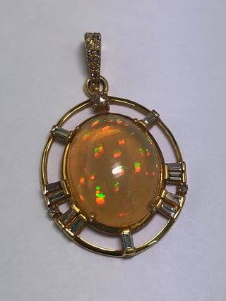 J.S.Noor: Ethiopian Opal Diamond Pendant