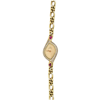 18K Gold Ruby and Diamond Omega Cocktail Watch
