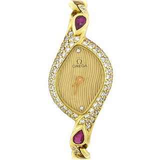 18K Gold Ruby and Diamond Omega Cocktail Watch