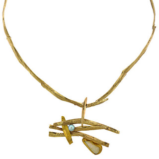 Gold Opal and Pearl Necklace