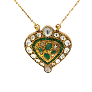 Estate Moghul-Style Diamond Emerald Necklace
