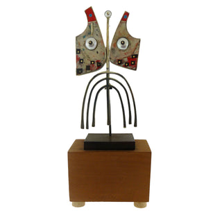 Tod Pardon:  Brooch/Sculpture with Stand 'White Feather Dancing'