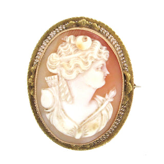 Antique Shell Cameo Brooch Pendant