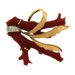 Oxblood Coral Branch Brooch