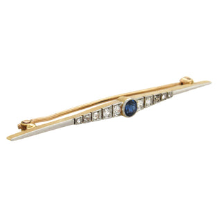 Antique Sapphire Diamond Bar Pin